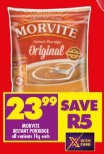 Shoprite Morvite Instant Porridge all variants 1kg offer