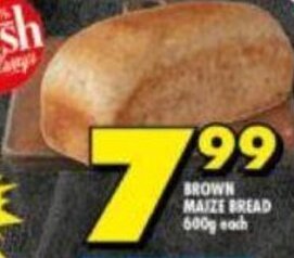 Shoprite Brown Maize Bread 600g offer