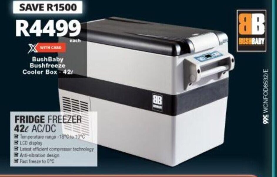 Bush Baby Bushfreeze Cooler Box Fridge Freezer 42L AC/DC offer at Checkers