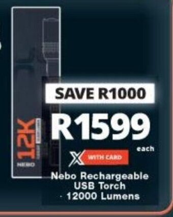 Nebo Rechargeable USB Torch 12000 Lumens