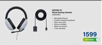 Incredible Connection Sony Inzone H3 Wired Gaming Headset offer