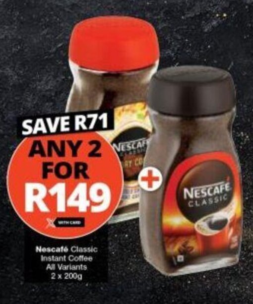 Nescafe Classic Instant Coffee All Variants 2 x 200g offer at Checkers
