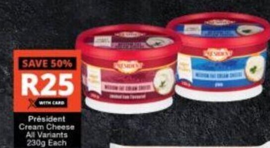 Checkers President Cream Cheese All Variants 230g each offer