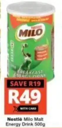 Checkers Nestle Milo Malt Energy Drink 500g offer