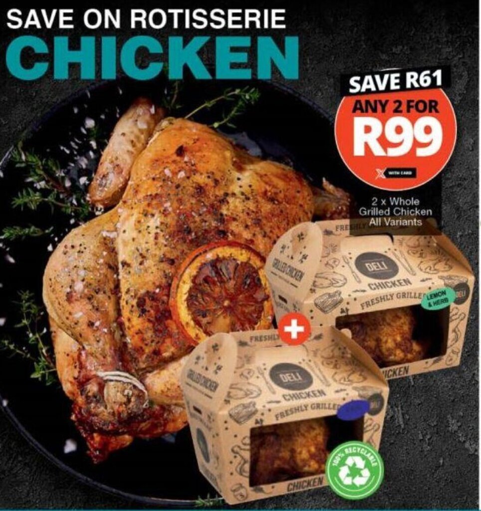 Whole Grilled Chicken all variants x 2 offer at Checkers