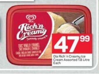 Pick n Pay Ola Rich 'n Creamy Ice Cream Assorted 1.8 Litre each offer