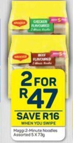 Pick n Pay Maggi 2-Minute Noodles Assorted 5 x 73g offer