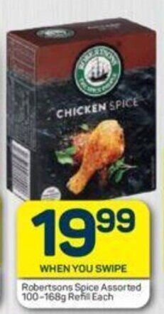 Pick n Pay Robertsons Spice Assorted 100-168g Refill each offer
