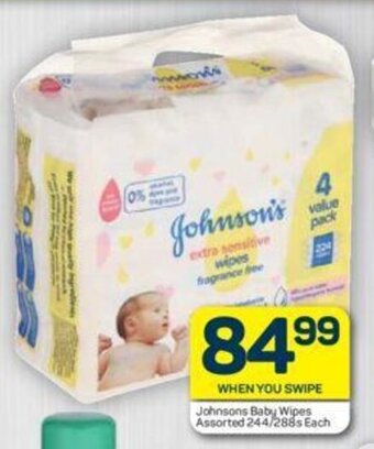 Johnsons Baby Wipes Assorted 244/288s each