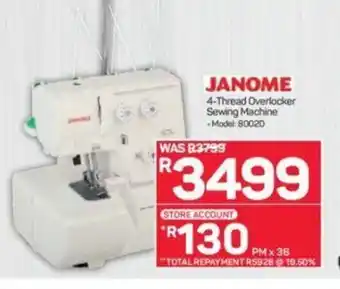 Pick n Pay Janome 4-Thread Overlocker Sewing Machine offer