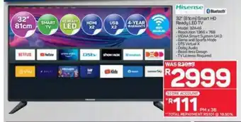 Pick n Pay Hisense 32" Smart HD Ready LED TV offer