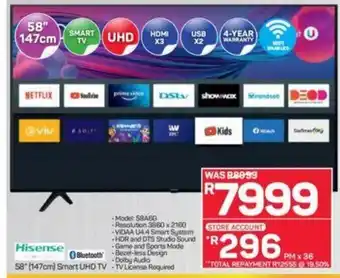 Pick n Pay Hisense 58" Smart UHD TV offer