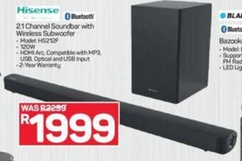 Pick n Pay Hisense 2.1 Channel Soundbar with Wireless Subwoofer offer
