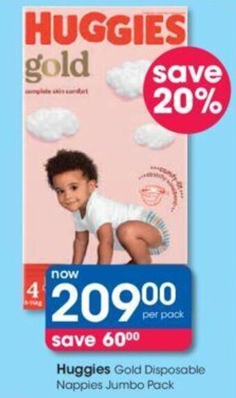 Clicks Huggies Gold Disposable Nappies Jumbo Pack offer