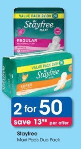 Stayfree Maxi Pads Duo Pack
