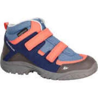 Nh500 mid waterproof kid hiking shoes - coral