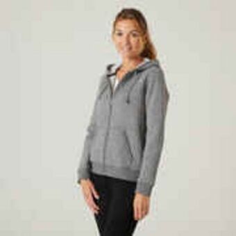 Decathlon Women's zip-up fitness hoodie 500 - grey offer
