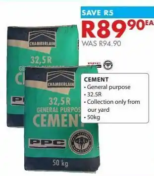 Chamberlain Cement offer