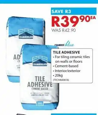 Chamberlain Tile adhesives offer
