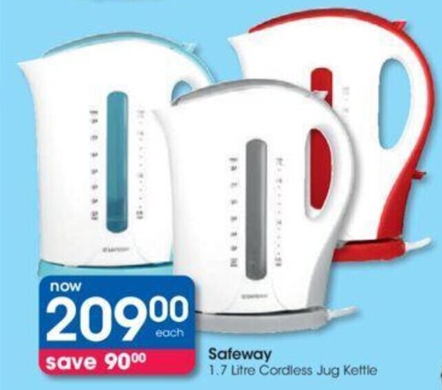 Safeway Cordless Jug Kettle 1.7 litre offer at Clicks