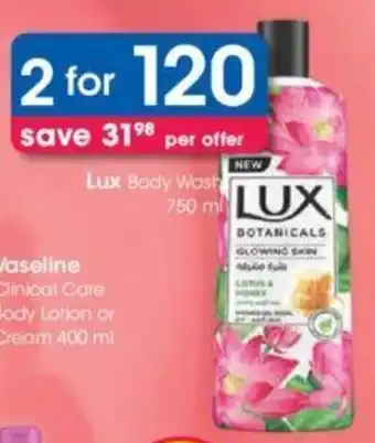 Clicks Lux Body Wash 2 x 750ml offer