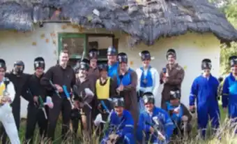 Enjoy a thrilling game of action paintball with friends