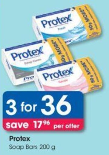 Protex Soap Bars 3 x 200g offer at Clicks
