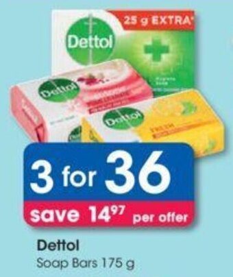 Clicks Dettol Soap Bars 3 x 175g offer
