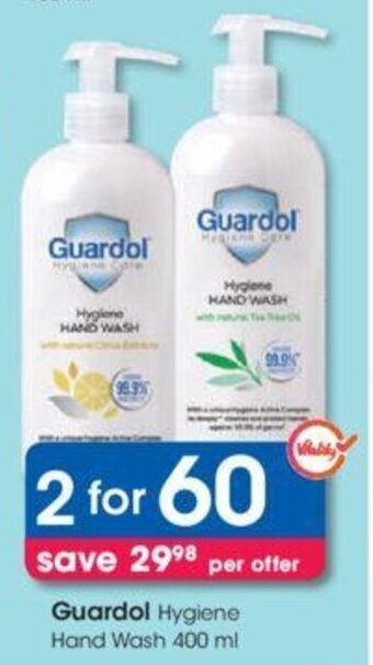 Clicks Guardol Hygiene Hand Wash 2 x 400ml offer