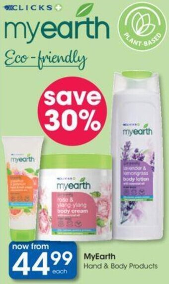 Clicks Myearth Hand & Body Products offer