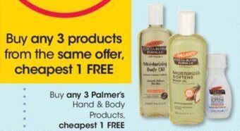 Buy any 3 Palmer's Hand & Body Products cheapest 1 FREE