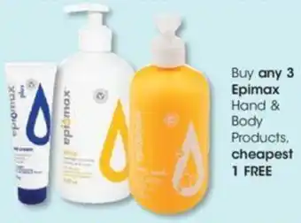 Buy any 3 Epimax Hand & Body Products cheapest 1 FREE