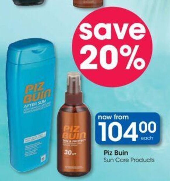 Piz Buin Sun Care Products offer at Clicks