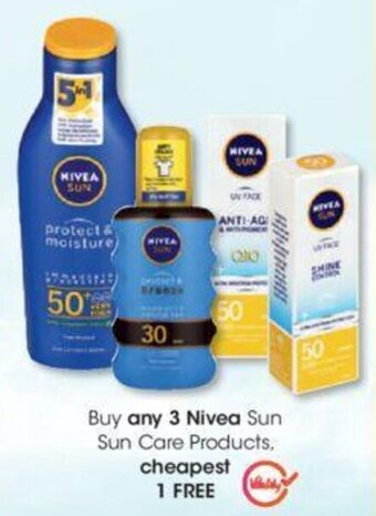 Clicks Buy any 3 Nivea Sun Care Products cheapest 1 FREE offer