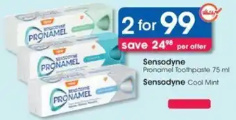 Clicks Sensodyne Pronamel / Cool Mint Toothpaste 2 x 75ml offer