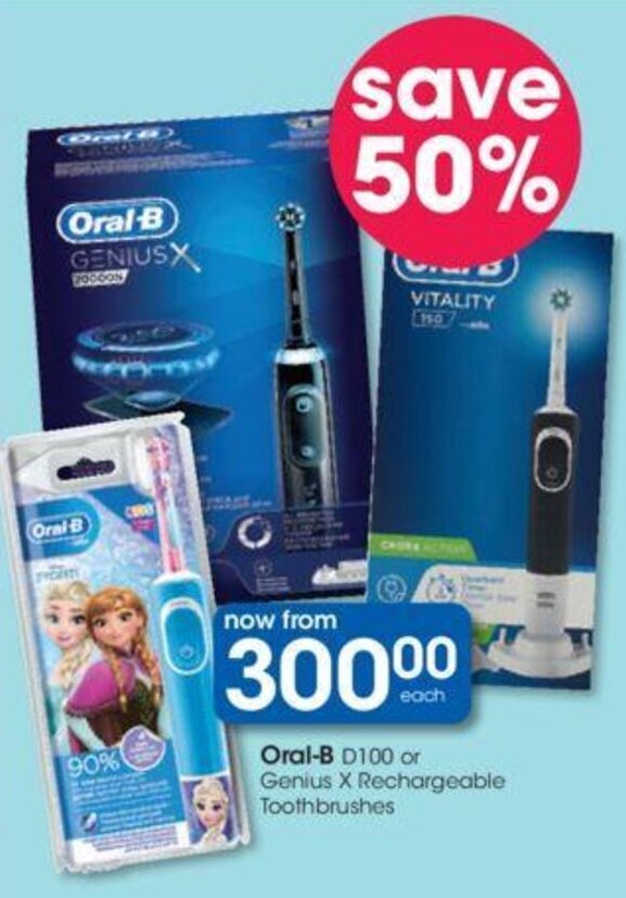 OralB Rechargeable Toothbrushes offer at Clicks