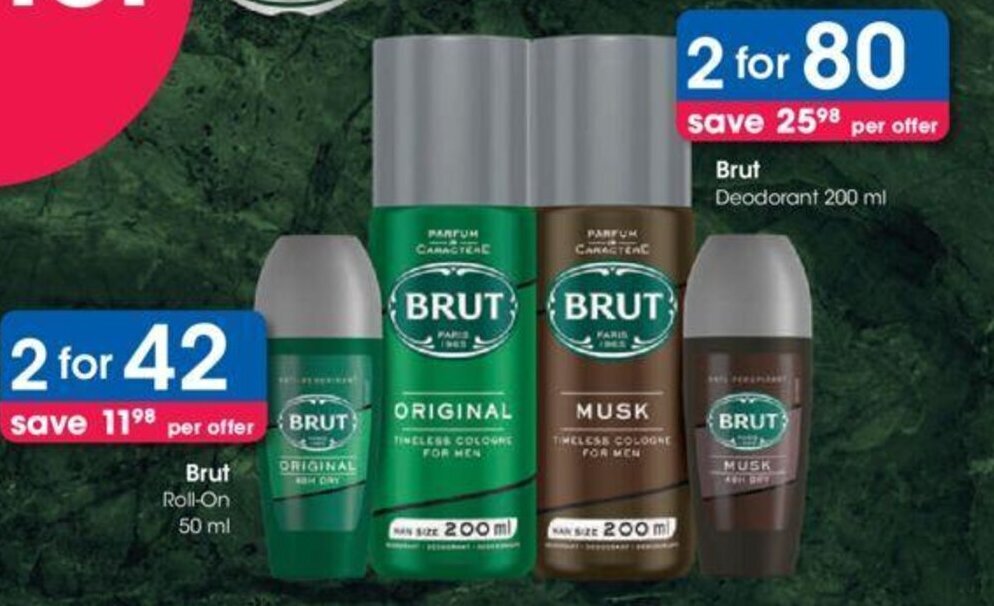 Brut RollOn 2 x 50ml offer at Clicks