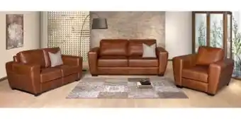 Rochester Alaska 3 piece lounge suite in full leather, zambezi saddle offer
