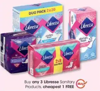 Buy any 3 Libresse Sanitary Products cheapest 1 FREE