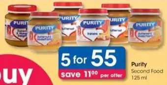 Clicks Purity Second Food 5 x 125ml offer