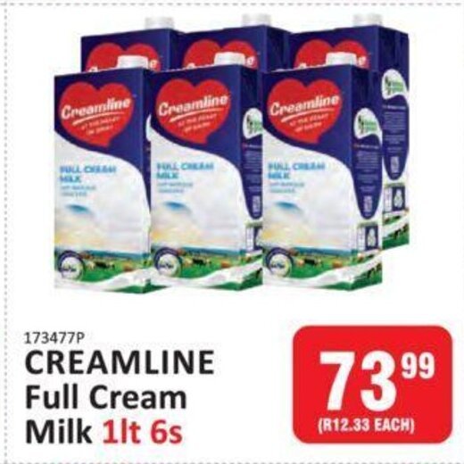 Creamline Full Cream Milk 1 lt 6s offer at KitKat Cash and Carry