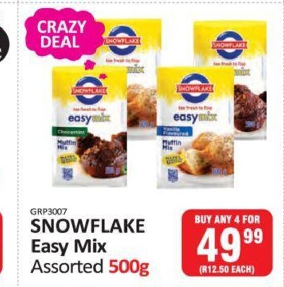 Snowflake Easy Mix Assorted 500g offer at KitKat Cash and Carry