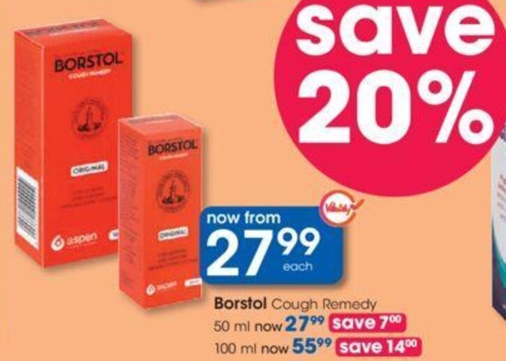Borstol Cough Remedy 50ml offer at Clicks