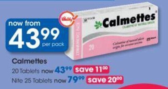 Calmettes 20 tablets offer at Clicks