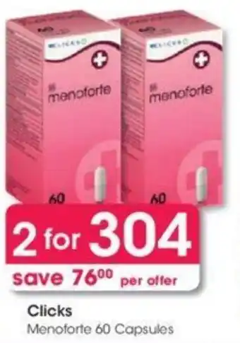 Clicks Clicks+ Menoforte 2 x 60 capsules offer