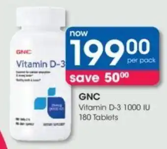 Clicks GNC Vitamin D-3 1000 IU 180 tablets offer