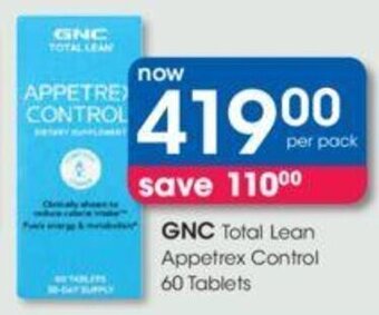 Clicks GNC Total Lean Appetrex Control 60 tablets offer