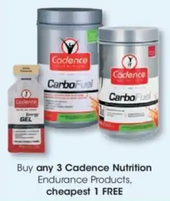 Buy any 3 Cadence Nutrition Endurance Products cheapest 1 FREE