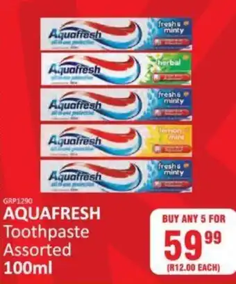 KitKat Cash and Carry Aquafresh Toothpaste Assorted 100 ml offer