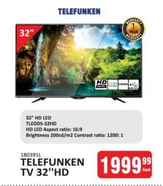 Telefunken TV 32" HD offer at KitKat Cash and Carry